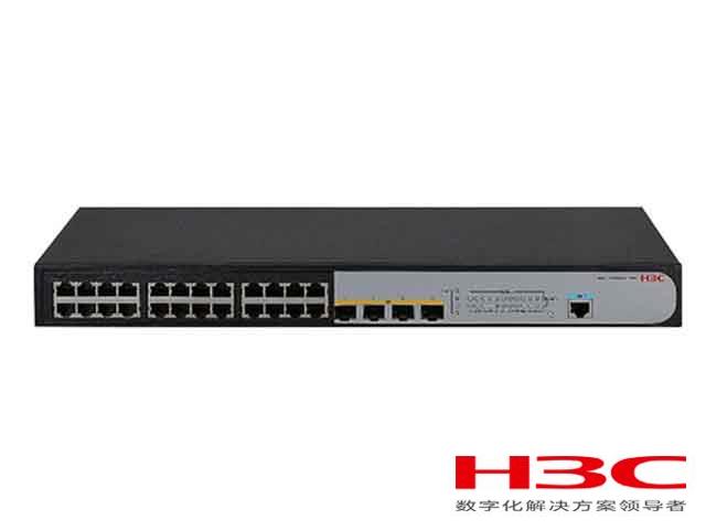 H3C LS-1850V2-28P交换机 S1850v2-28P L2以太网交换机主机,支持24个10/100/1000BASE-T电口,支持4个100/1000BASE-X SFP端口,支持AC
